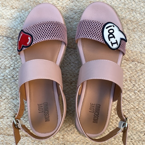 Love Moschino fun I DO pink espadrille sandals - Picture 11 of 14